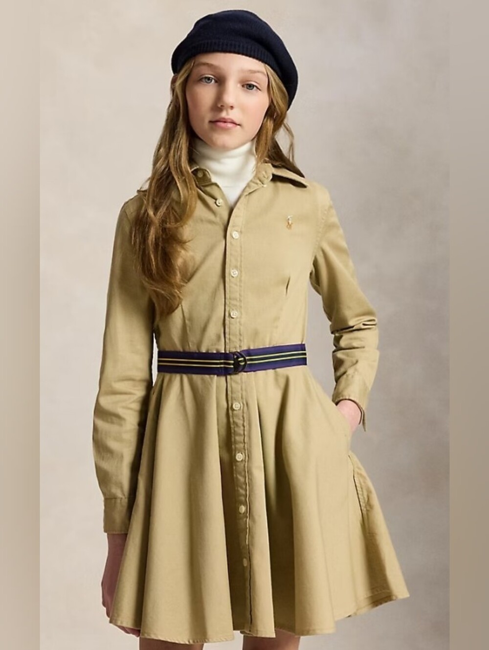 POLO-Ralph Lauren Kids- Khaki Shirt Dress.
